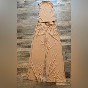 SHEIN Tan Jumpsuit with Wide-Leg Design